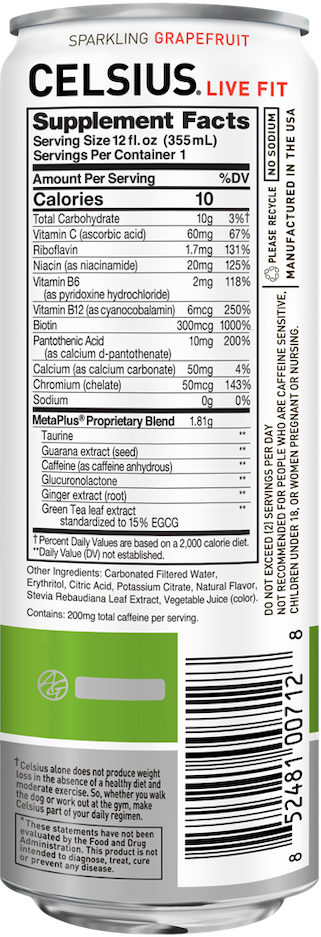 Sparkling Grapefruit – Product's Back Label