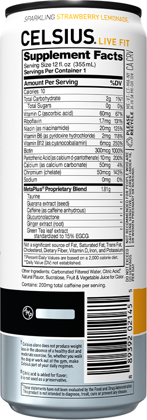 Sparkling Strawberry Lemonade – Product's Back Label