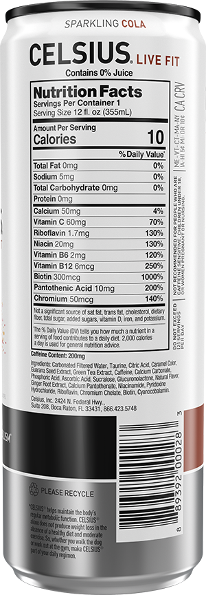 Sparkling Cola – Product's Back Label