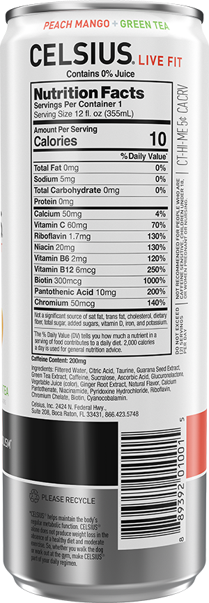 Peach Mango Green Tea – Product's Back Label